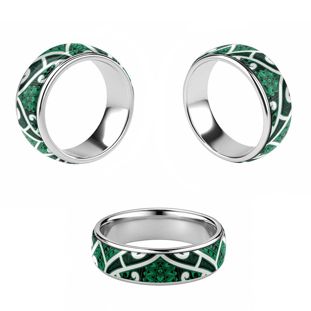 Aotearoa Maori Kowhaiwhai Classic Ring Kakariki Puhoro and Patiki LT9 - Polynesian Pride