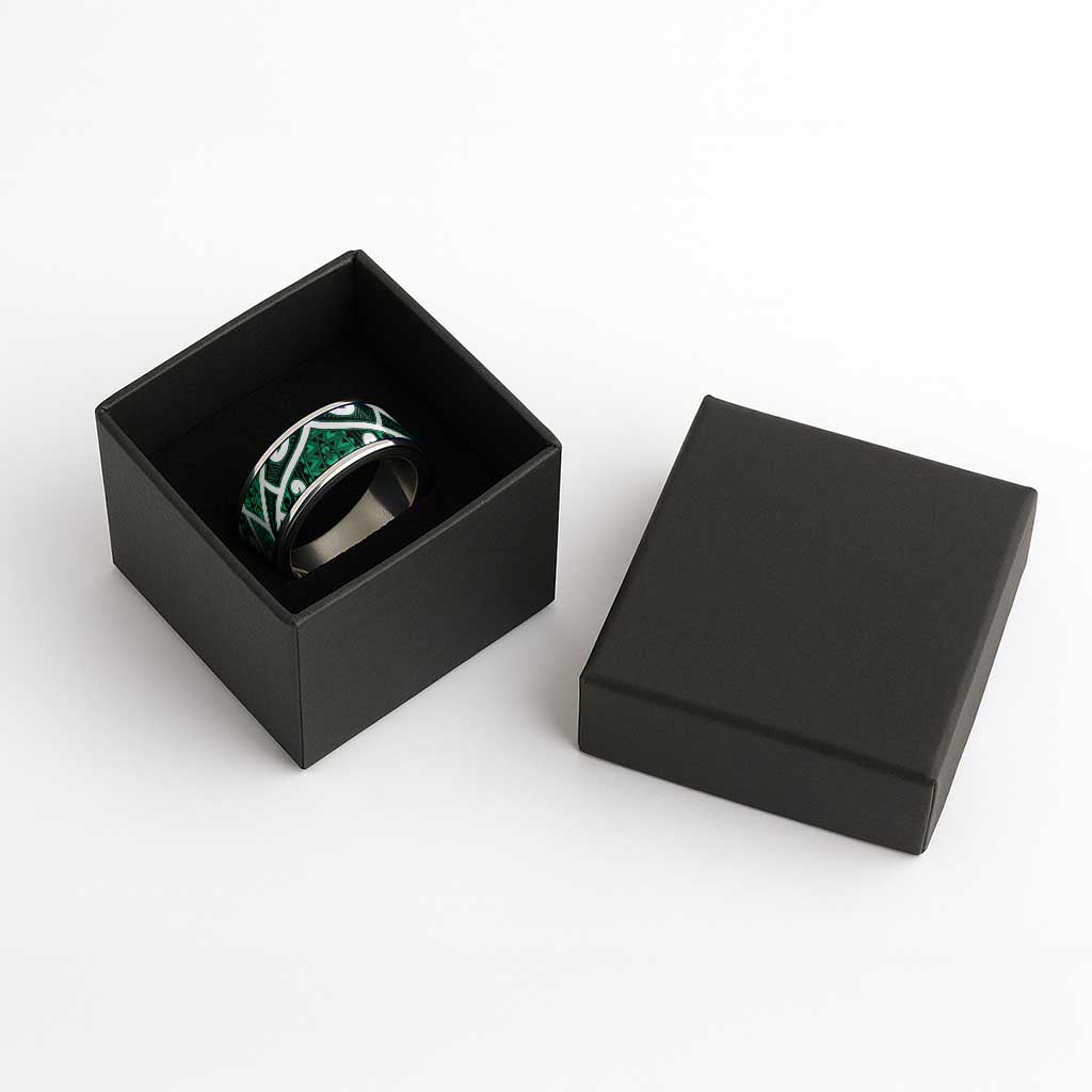 Aotearoa Maori Kowhaiwhai Classic Ring Kakariki Puhoro and Patiki LT9 - Polynesian Pride