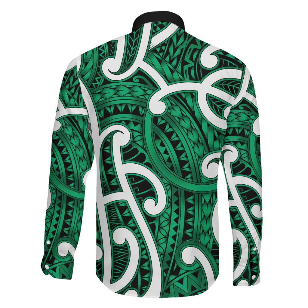 Aotearoa Maori Kowhaiwhai Family Matching Long Sleeve Bodycon Dress and Hawaiian Shirt Kakariki Puhoro and Patiki