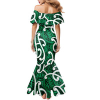Aotearoa Maori Kowhaiwhai Family Matching Mermaid Dress and Hawaiian Shirt Kakariki Puhoro and Patiki