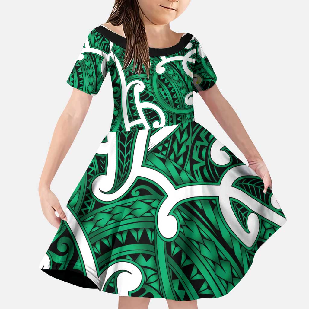 Aotearoa Maori Kowhaiwhai Family Matching Summer Maxi Dress and Hawaiian Shirt Kakariki Puhoro and Patiki