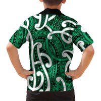 Aotearoa Maori Kowhaiwhai Kid Hawaiian Shirt Kakariki Puhoro and Patiki