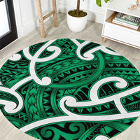 Aotearoa Maori Kowhaiwhai Round Carpet Kakariki Puhoro and Patiki