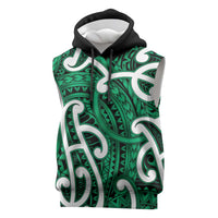 Aotearoa Maori Kowhaiwhai Sleeveless Hoodie Kakariki Puhoro and Patiki