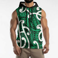 Aotearoa Maori Kowhaiwhai Sleeveless Zip Hoodie Kakariki Puhoro and Patiki LT9 - Polynesian Pride