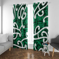 Aotearoa Maori Kowhaiwhai Window Curtain Kakariki Puhoro and Patiki LT9 With Grommets Green - Polynesian Pride