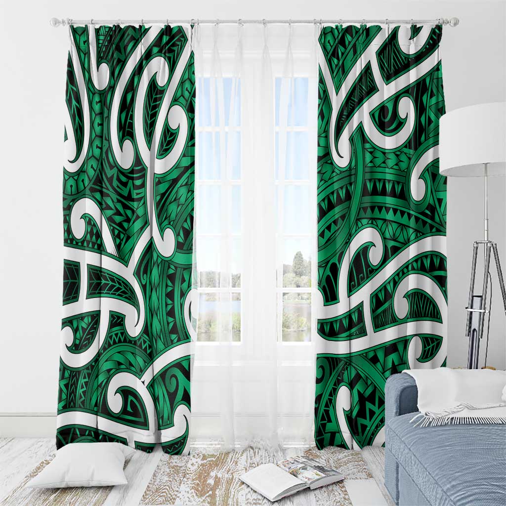 Aotearoa Maori Kowhaiwhai Window Curtain Kakariki Puhoro and Patiki LT9 - Polynesian Pride