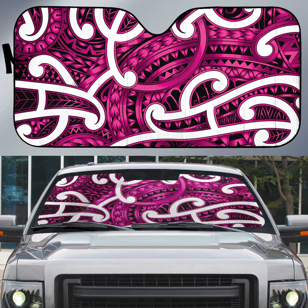 Aotearoa Maori Kowhaiwhai Auto Sun Shade Mawhero Puhoro and Patiki