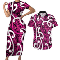 Aotearoa Maori Kowhaiwhai Couples Matching Short Sleeve Bodycon Dress and Hawaiian Shirt Mawhero Puhoro and Patiki