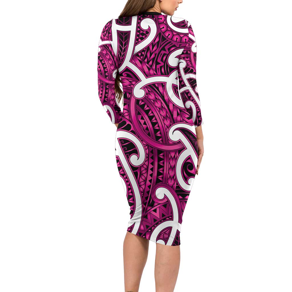 Aotearoa Maori Kowhaiwhai Family Matching Long Sleeve Bodycon Dress and Hawaiian Shirt Mawhero Puhoro and Patiki