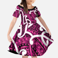 Aotearoa Maori Kowhaiwhai Family Matching Off Shoulder Short Dress and Hawaiian Shirt Mawhero Puhoro and Patiki