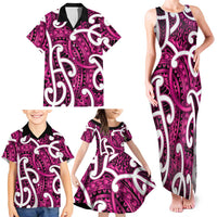 Aotearoa Maori Kowhaiwhai Family Matching Tank Maxi Dress and Hawaiian Shirt Mawhero Puhoro and Patiki