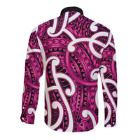 Aotearoa Maori Kowhaiwhai Long Sleeve Button Shirt Mawhero Puhoro and Patiki LT9 - Polynesian Pride