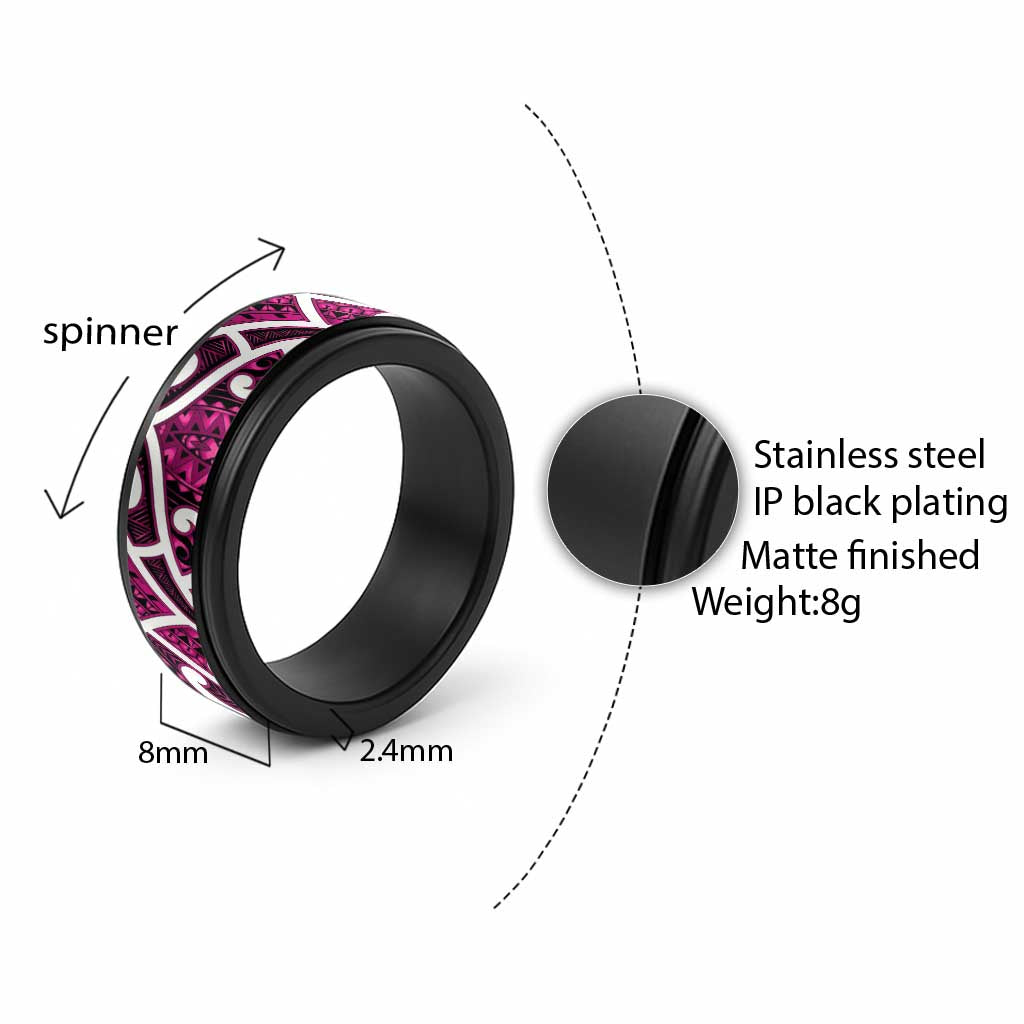 Aotearoa Maori Kowhaiwhai Spinner Ring Mawhero Puhoro and Patiki