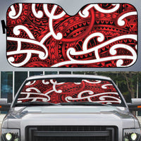 Aotearoa Maori Kowhaiwhai Auto Sun Shade Whero Puhoro and Patiki