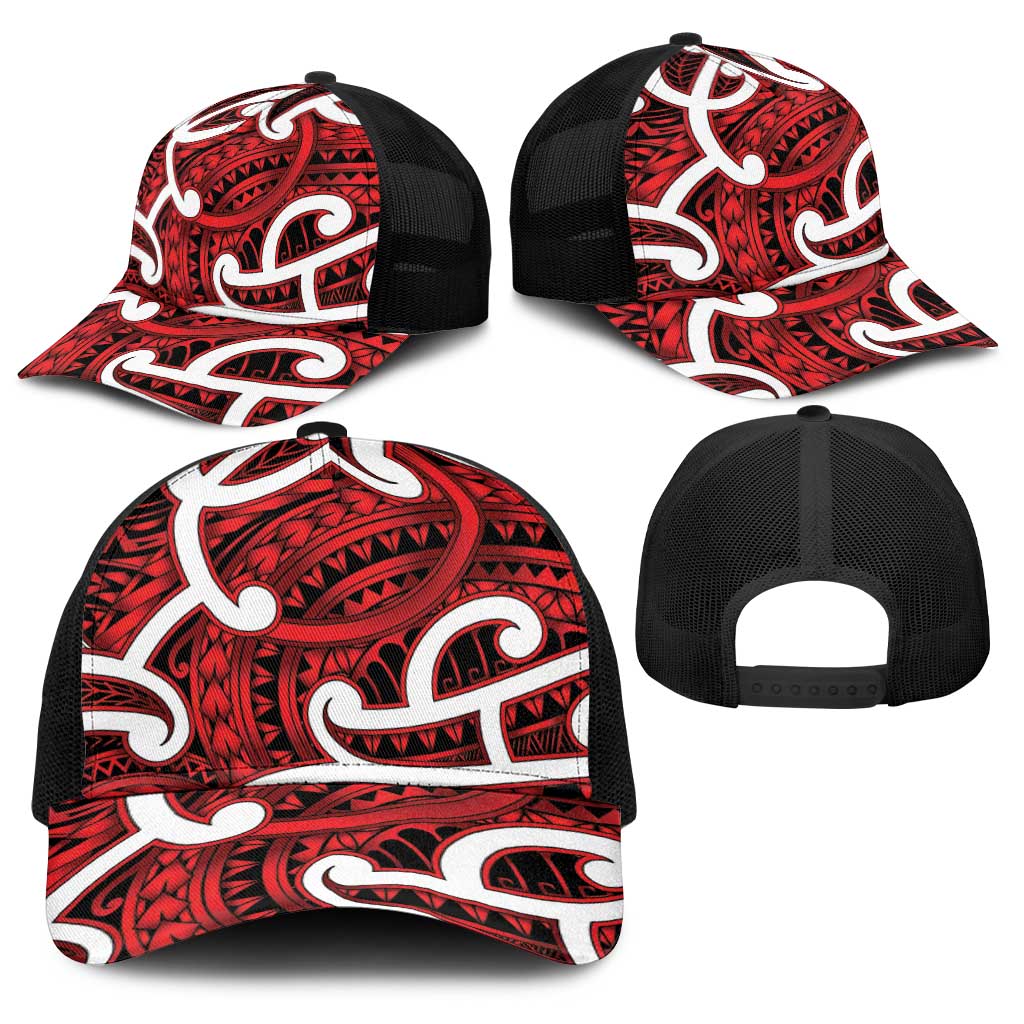 Aotearoa Maori Kowhaiwhai Baseball Net Cap Whero Puhoro and Patiki
