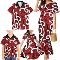 Aotearoa Maori Kowhaiwhai Family Matching Mermaid Dress and Hawaiian Shirt Whero Puhoro and Patiki