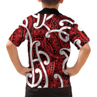 Aotearoa Maori Kowhaiwhai Family Matching Short Sleeve Bodycon Dress and Hawaiian Shirt Whero Puhoro and Patiki LT9 - Polynesian Pride