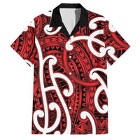Aotearoa Maori Kowhaiwhai Family Matching Short Sleeve Bodycon Dress and Hawaiian Shirt Whero Puhoro and Patiki LT9 Dad's Shirt - Short Sleeve Red - Polynesian Pride