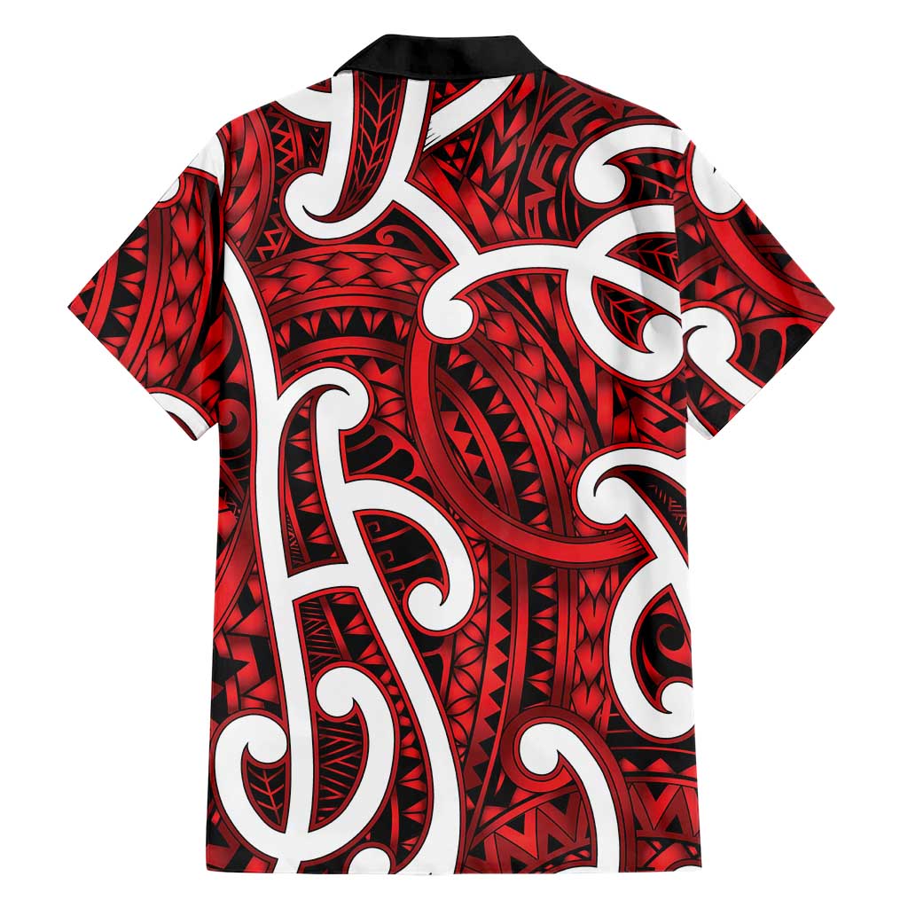 Aotearoa Maori Kowhaiwhai Family Matching Short Sleeve Bodycon Dress and Hawaiian Shirt Whero Puhoro and Patiki LT9 - Polynesian Pride