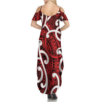 Aotearoa Maori Kowhaiwhai Family Matching Summer Maxi Dress and Hawaiian Shirt Whero Puhoro and Patiki