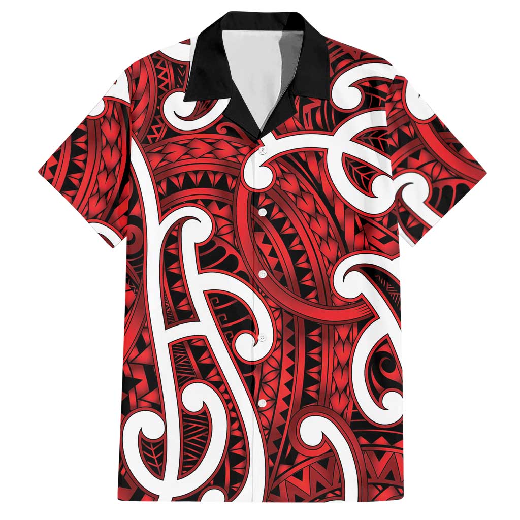 Aotearoa Maori Kowhaiwhai Hawaiian Shirt Whero Puhoro and Patiki LT9 Red - Polynesian Pride