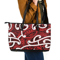 Aotearoa Maori Kowhaiwhai Leather Tote Bag Whero Puhoro and Patiki LT9 - Polynesian Pride