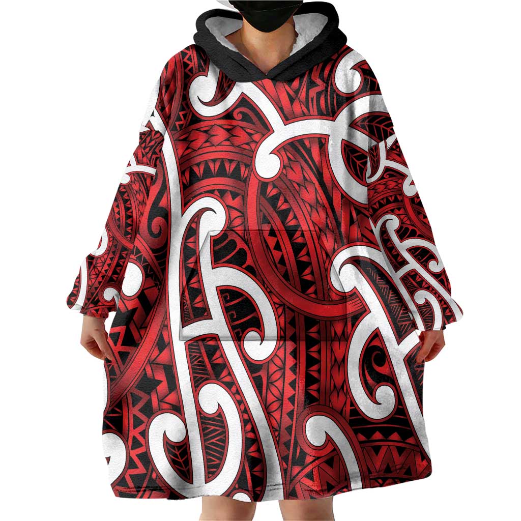 Aotearoa Maori Kowhaiwhai Wearable Blanket Hoodie Whero Puhoro and Patiki LT9 - Polynesian Pride