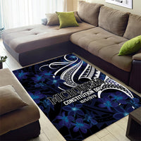 Micronesia Constitution Day Area Rug Since 1979 with Polynesian Hibiscus Pattern