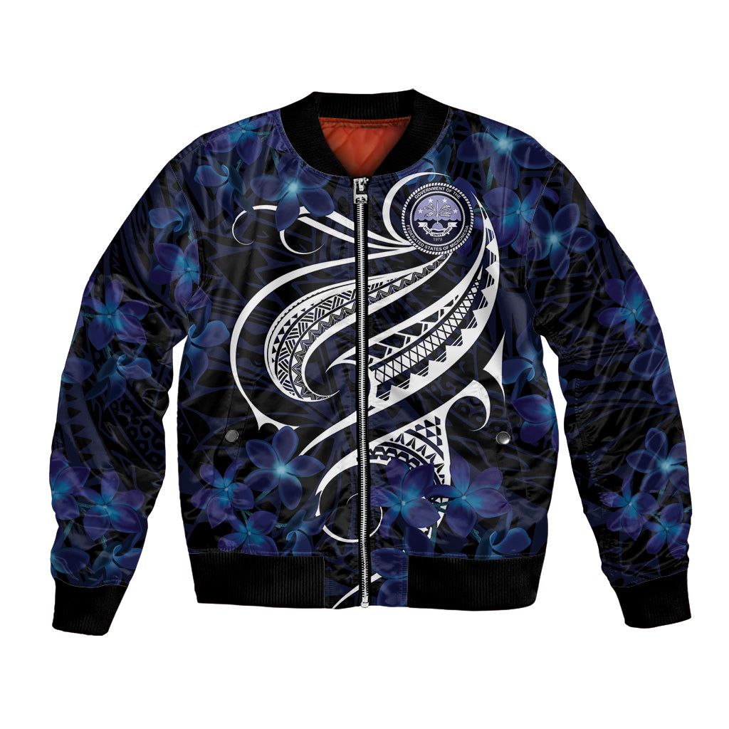 Micronesia Constitution Day Bomber Jacket Since 1979 with Polynesian Hibiscus Pattern