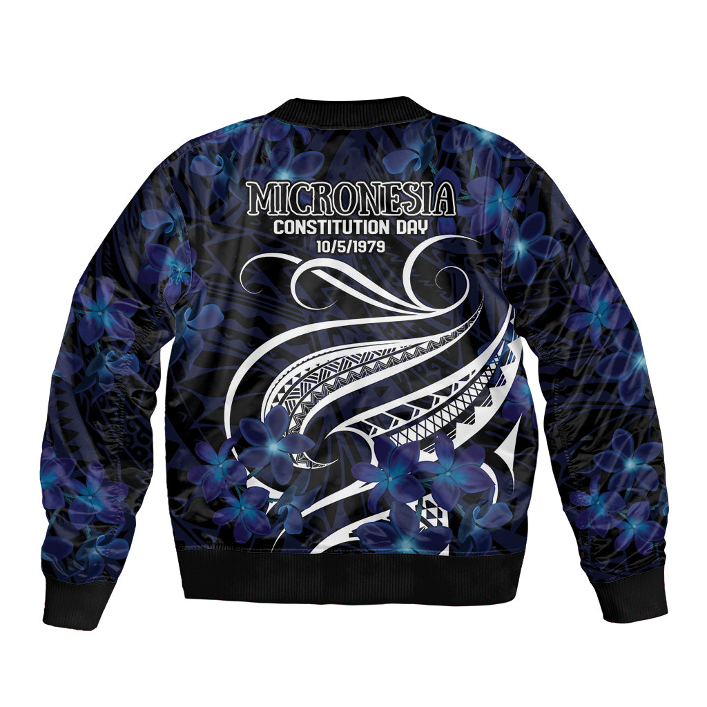 Micronesia Constitution Day Bomber Jacket Since 1979 with Polynesian Hibiscus Pattern