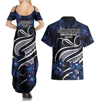 Micronesia Constitution Day Couples Matching Summer Maxi Dress and Hawaiian Shirt Since 1979 with Polynesian Hibiscus Pattern