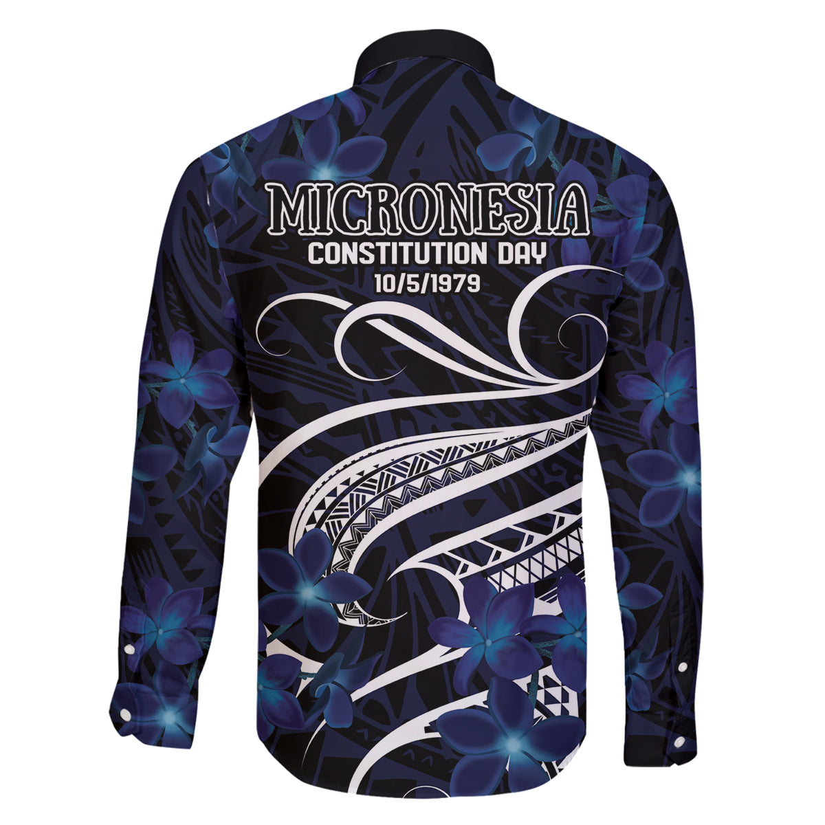 Micronesia Constitution Day Family Matching Off Shoulder Maxi Dress and Hawaiian Shirt Since 1979 with Polynesian Hibiscus Pattern