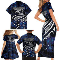 Micronesia Constitution Day Family Matching Short Sleeve Bodycon Dress and Hawaiian Shirt Since 1979 with Polynesian Hibiscus Pattern