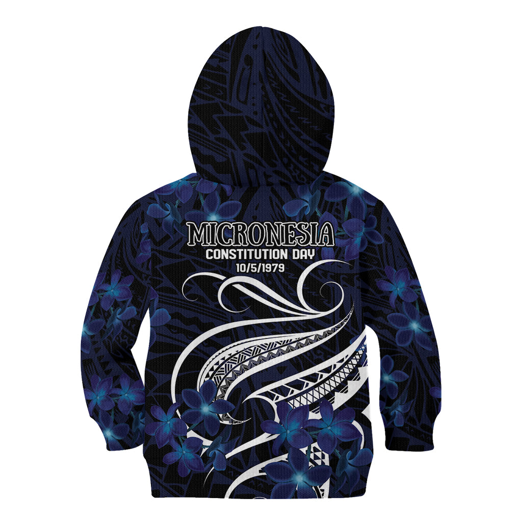 Micronesia Constitution Day Kid Hoodie Since 1979 with Polynesian Hibiscus Pattern LT9 - Polynesian Pride