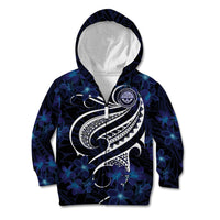 Micronesia Constitution Day Kid Hoodie Since 1979 with Polynesian Hibiscus Pattern LT9 Zip Hoodie Blue - Polynesian Pride