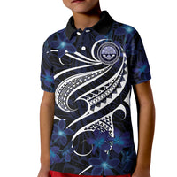 Micronesia Constitution Day Kid Polo Shirt Since 1979 with Polynesian Hibiscus Pattern