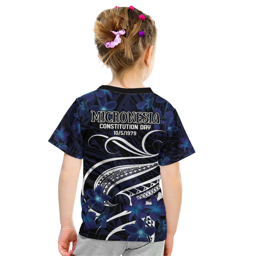 Micronesia Constitution Day Kid T Shirt Since 1979 with Polynesian Hibiscus Pattern
