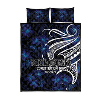 Micronesia Constitution Day Quilt Bed Set Since 1979 with Polynesian Hibiscus Pattern