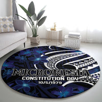 Micronesia Constitution Day Round Carpet Since 1979 with Polynesian Hibiscus Pattern LT9 - Polynesian Pride
