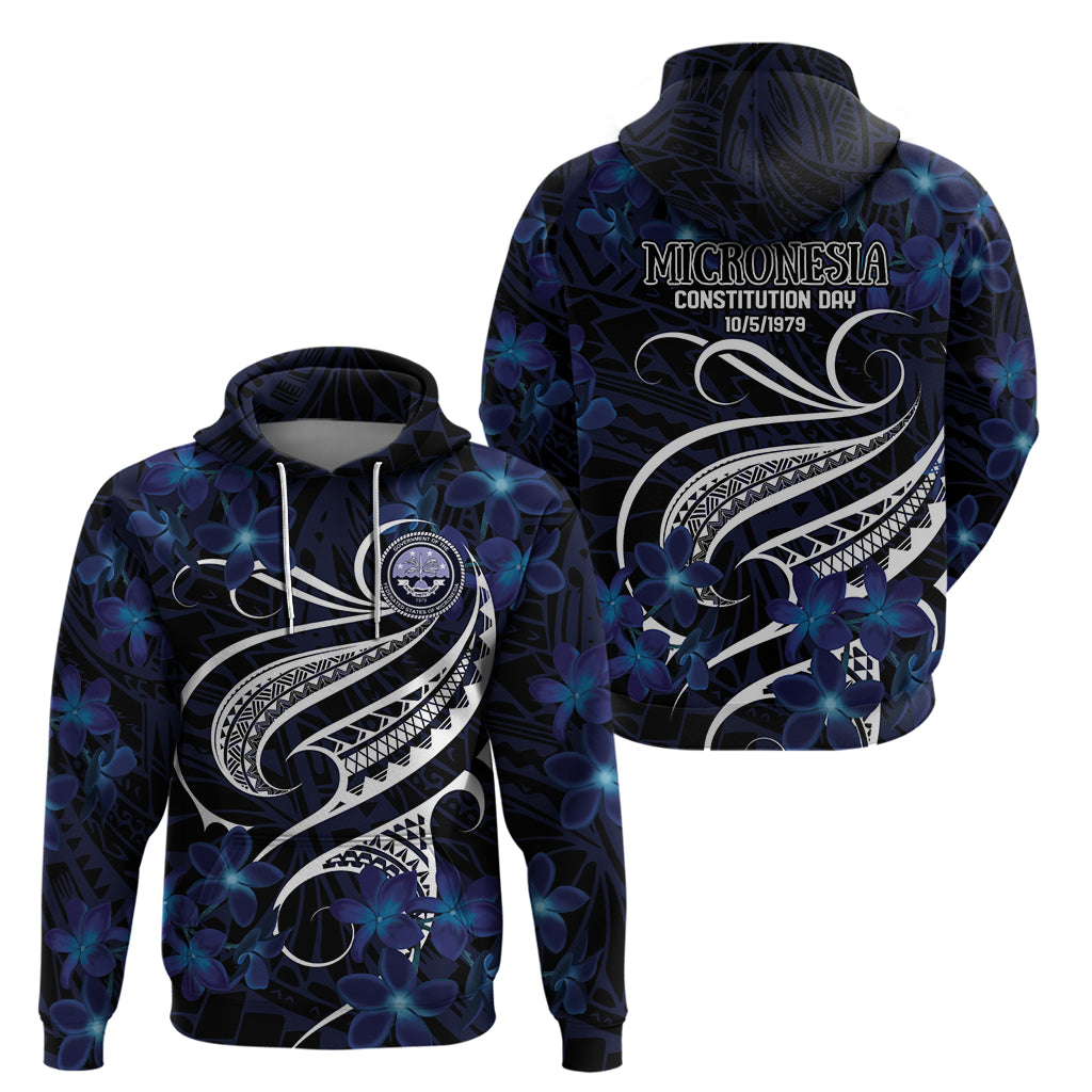 Micronesia Constitution Day Zip Hoodie Since 1979 with Polynesian Hibiscus Pattern