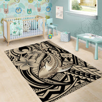 Polynesian Shark Tribal Tattoo Area Rug Beige Style