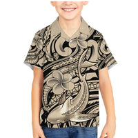 Polynesian Shark Tribal Tattoo Family Matching Mermaid Dress and Hawaiian Shirt Beige Style