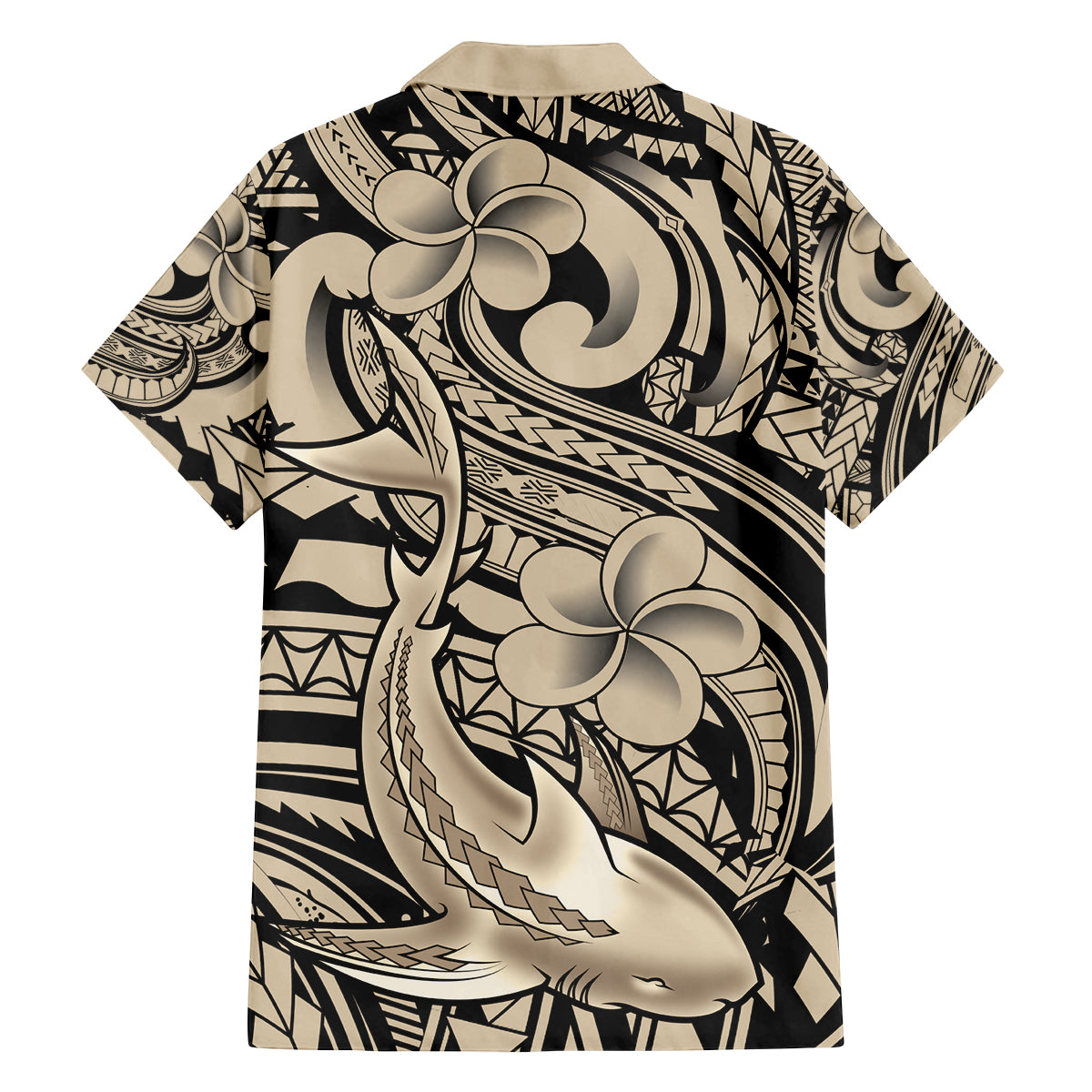 Polynesian Shark Tribal Tattoo Family Matching Tank Maxi Dress and Hawaiian Shirt Beige Style