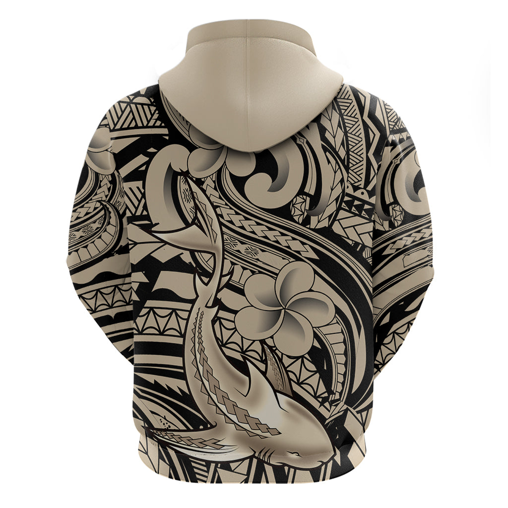 Polynesian Shark Tribal Tattoo Hoodie Beige Style LT9 - Polynesian Pride