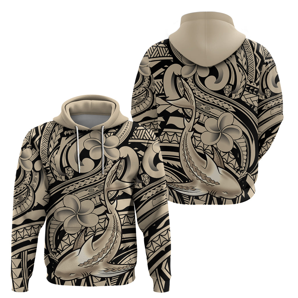Polynesian Shark Tribal Tattoo Hoodie Beige Style LT9 - Polynesian Pride