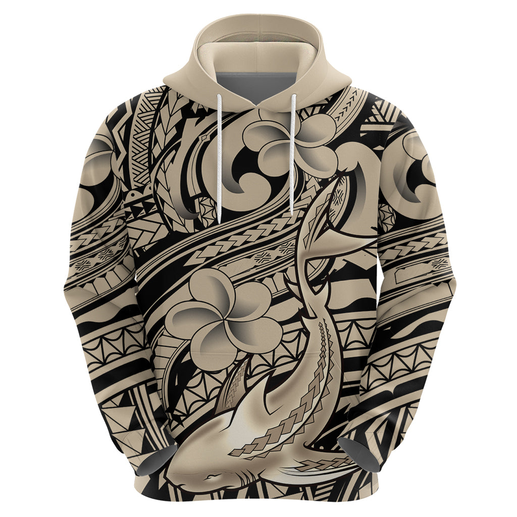Polynesian Shark Tribal Tattoo Hoodie Beige Style LT9 - Polynesian Pride