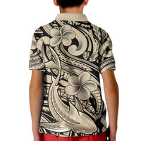 Polynesian Shark Tribal Tattoo Kid Polo Shirt Beige Style