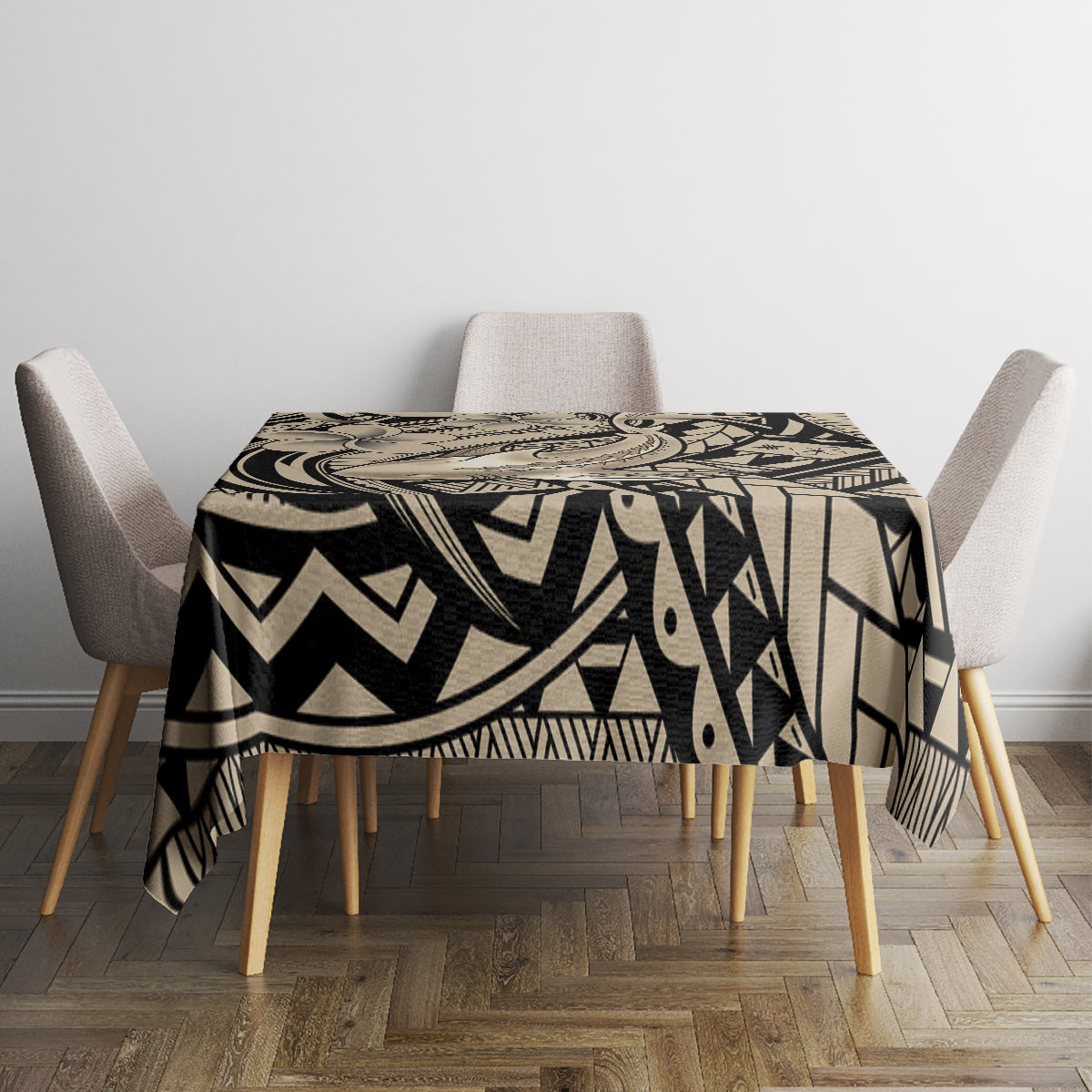 Polynesian Shark Tribal Tattoo Tablecloth Beige Style LT9 - Polynesian Pride