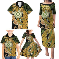 Wallis and Futuna Victory Day Family Matching Puletasi and Hawaiian Shirt Since 1945 with Polynesian Platinum Floral Tribal